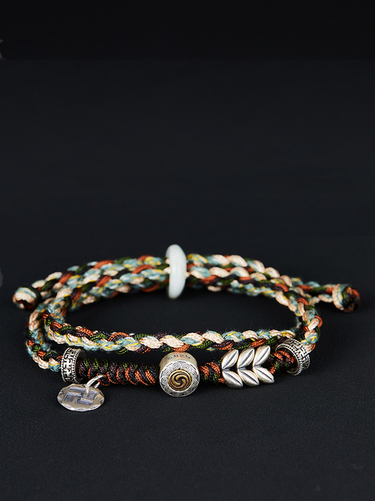 Handcrafted Sterling Silver Peace and Joy Wheat Ear Bracelet