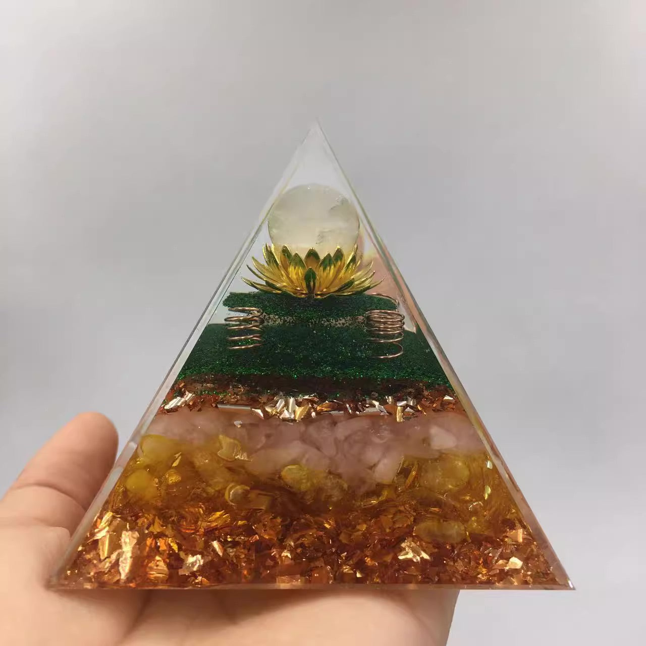 Tibetan High Dimensional Energy | Epoxy Crushed Stone Pyramid Ornaments