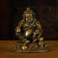 13th Century Tibetan Antique Buddha Statue Yellow God of Wealth Turquoise Inlay  Pala Style