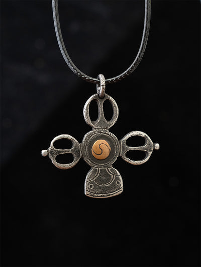 Tibetan Thokcha Lotus Cross Vajra Pendant