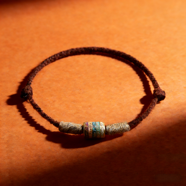 Handwoven Six Syllable Mantra Silver Enamel Bracelet for Love Luck and Eternal Protection