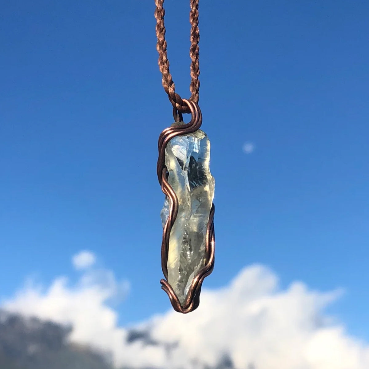 Celestial Clarity White Quartz Copper Pendant