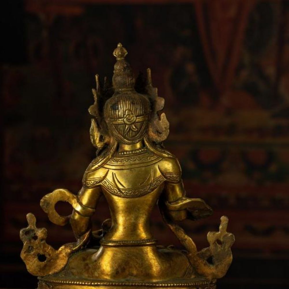 Qing Dynasty Vajrasattva statue Tibetan antique Buddha statue Gilt inlaid with Gemstones Minzhu Lin Temple Pure Tibetan