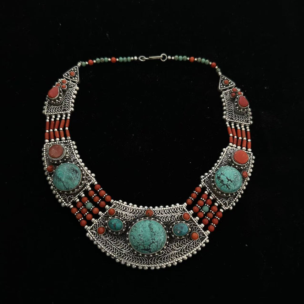 Primal Strength Turquoise and Coral Necklace