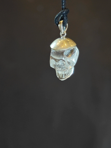 Tibetan Mortality Vajra Skull Clear Quartz Pendant