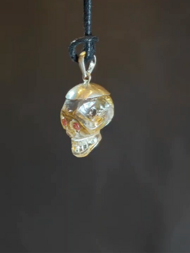Tibetan Mortality Vajra Skull Clear Quartz Pendant