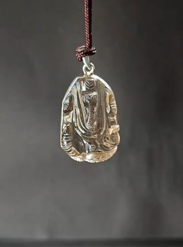 Himalayan Clear Quartz Ganesha Blessing Pendant