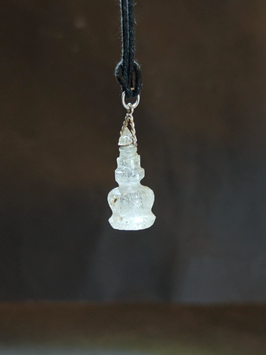 Clarity Stupa TIbetan Clear Quartz Pendant