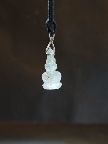 Clarity Stupa TIbetan Clear Quartz Pendant