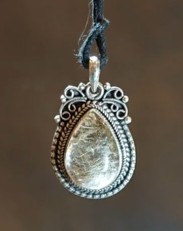 Purity Tear Clear White Rutilated Quartz Pendant