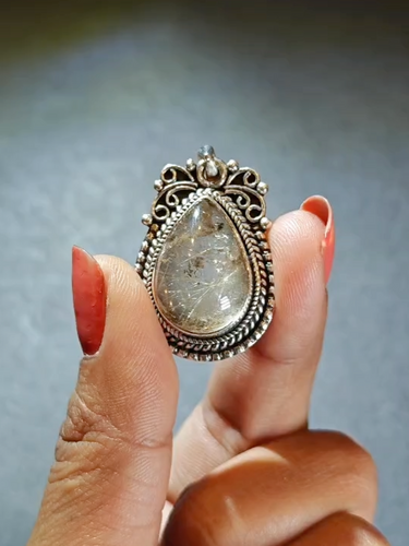 Purity Tear Clear White Rutilated Quartz Pendant