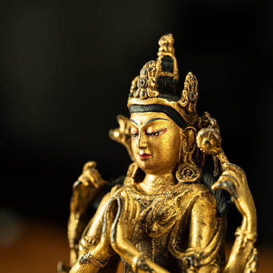 Rare Full Of Gold Qing Dynasty Tibetan Avalokitesvara Statue Whoever Is Gazed At By It Can Be Liberated