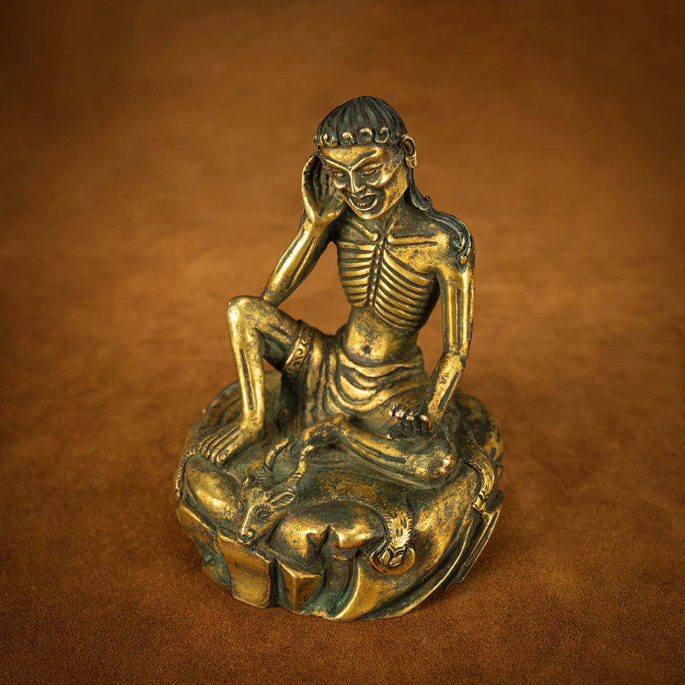 Qing Dynasty Tibetan  Lima Copper Milarepa Statue with Spiritual Power