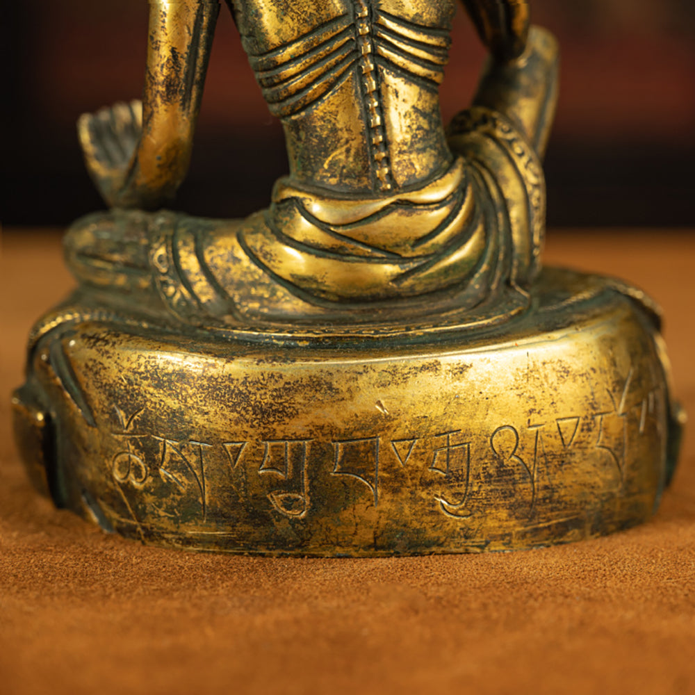 Qing Dynasty Tibetan  Lima Copper Milarepa Statue with Spiritual Power