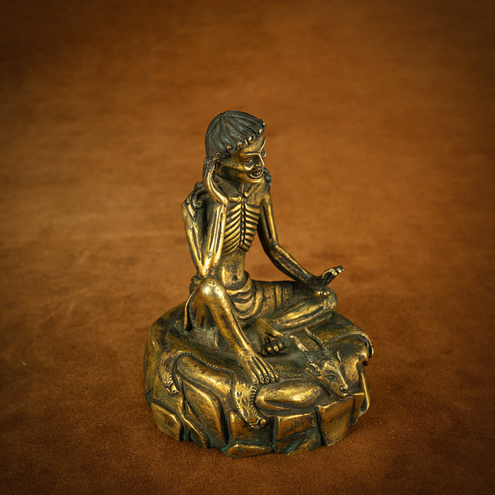 Qing Dynasty Tibetan  Lima Copper Milarepa Statue with Spiritual Power