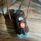 Tibetan Clay Energy Stone Pendant with Sunstone & Moonstone & Celestite and Herkimer Diamond for Calm