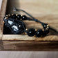 Black Tourmaline Shield Bracelet – Handcrafted Protection with Brass Accents