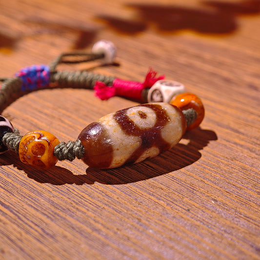 Three-Eye Power Bracelet – Empowering Agate and Dzi Beads