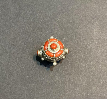 Circle of Vitality Ring | Pure Silver Red Coral Adjustable Ring for Strength and Spiritual Protection