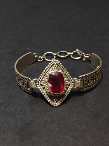 Eternal Fire Bracelet | Pure Silver Ruby Bangle for Strength, Passion, and Spiritual Power