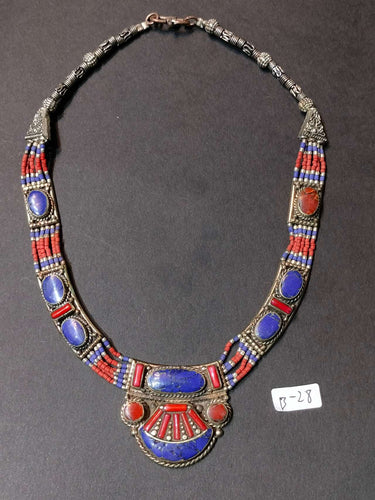 Celestial Harmony Necklace | Pure Silver Necklace with Coral and Lapis Lazuli for Spiritual Balance
