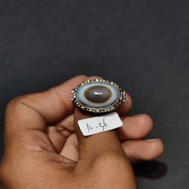 Eye of Serenity Ring | Pure Silver Agate Adjustable Ring for Protection and Spiritual Clarity