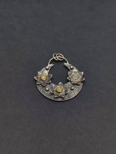 Lotus Light Pendant | Pure Silver Necklace with Opal for Spiritual Clarity and Healing
