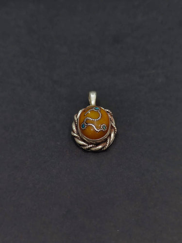Golden Harmony Pendant | Pure Silver Necklace with Amber and Turquoise for Balance and Protection