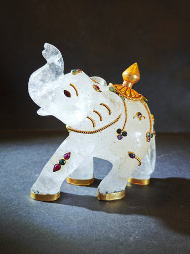Lucky Elephant Clear Quartz Prosperity Ornament