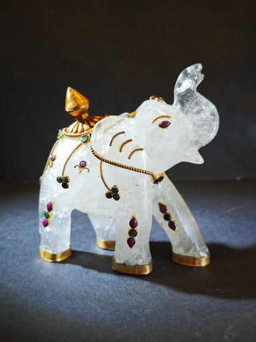 Lucky Elephant Clear Quartz Prosperity Ornament