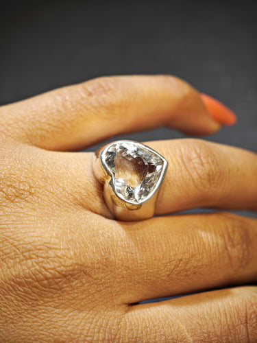 Love Energy Tibetan Clear Quartz Heart Ring