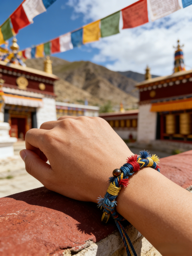 Vibrant Harmony Glazed Bead Wooden Barrel Woven Bracelet