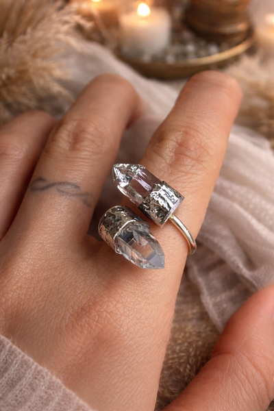 Inner Clarity Raw Clear Quartz Sterling Silver Ring