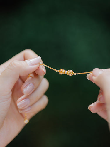 18K Gold Vajra Pendant Bracelet