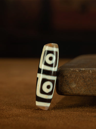 Tibetan Rare Pure Cinnabar Dzi Bead Four-Eye Pendant