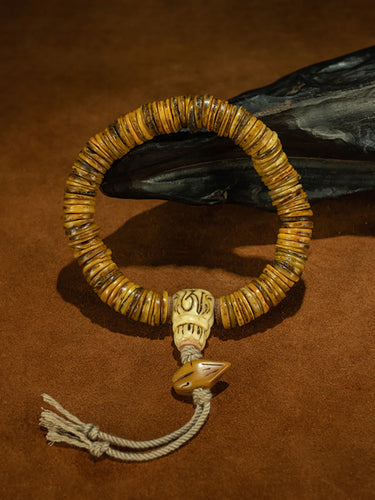 Qing Dynasty Style Tibetan Thin-Sliced Jadeized 108-Bead Prayer Bracelet