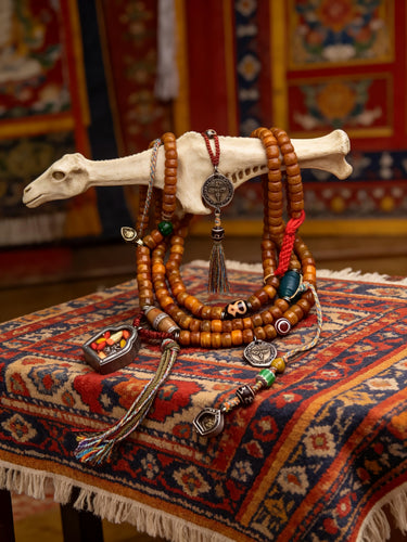 Sacred 108 Camel Bone Multi-Treasure Mala Necklace