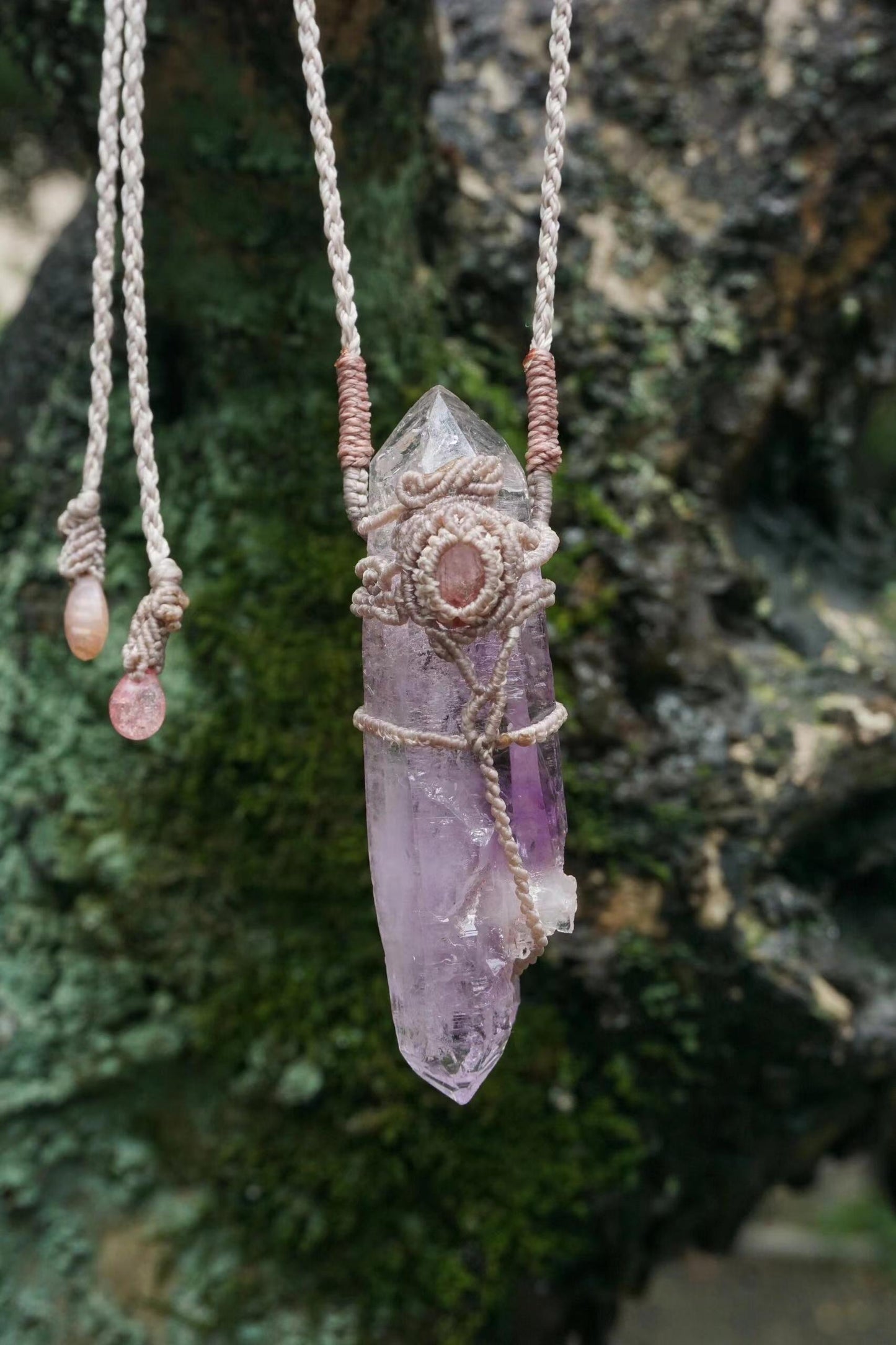 Gentle Calm Amethyst Wax Rope Pendant