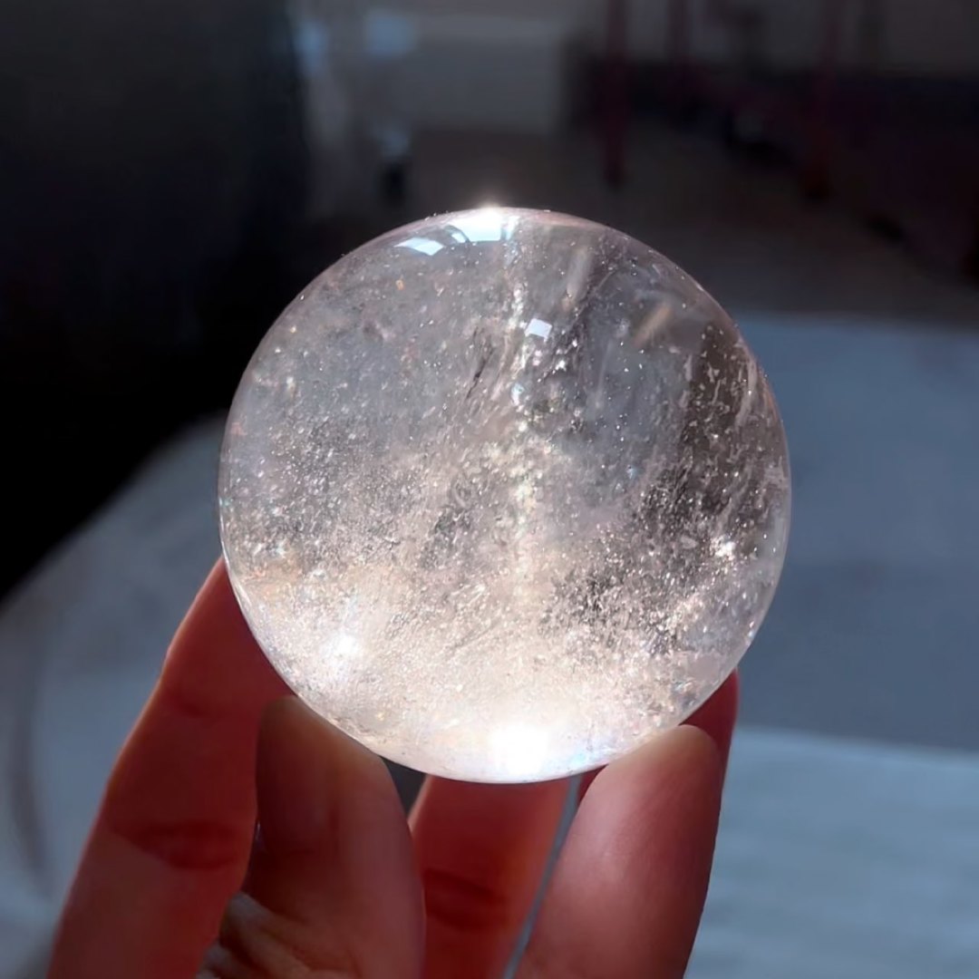 Tibetan White Quartz Crystal Ball Pure Tibetan Healing & Protective Energy