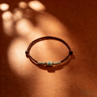 Handwoven Six Syllable Mantra Silver Enamel Bracelet for Love Luck and Eternal Protection