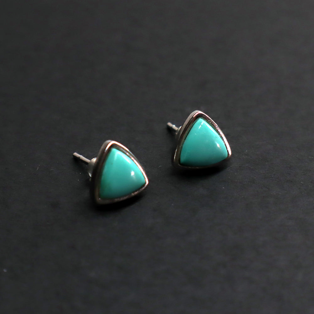 Emerald Wealth Triad – Turquoise Prosperity Energy Stud Earrings