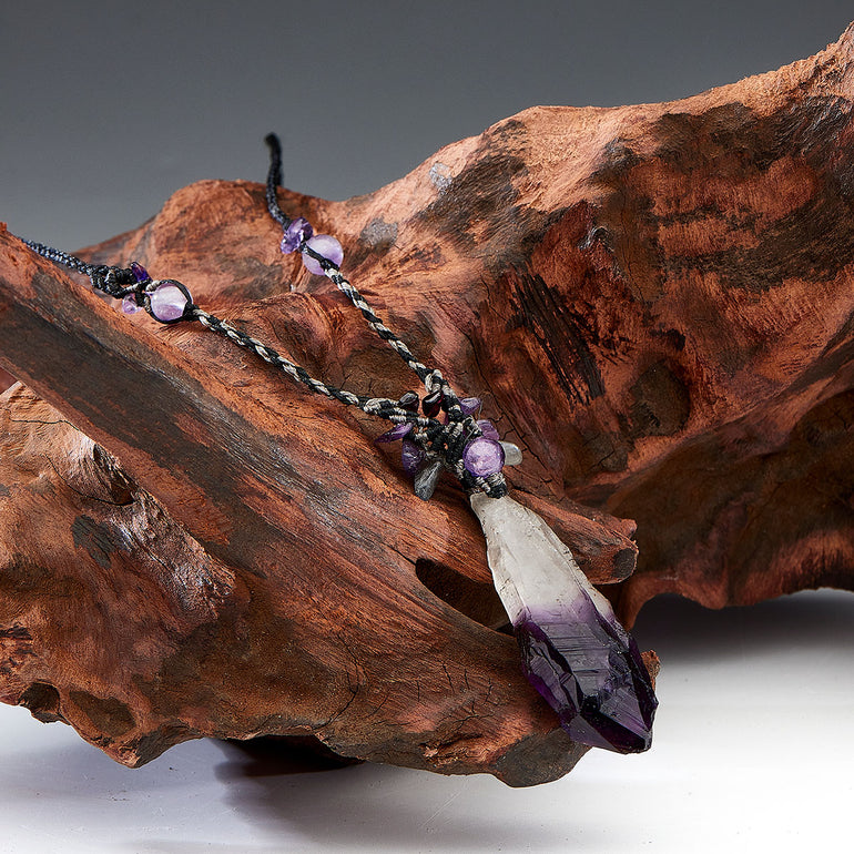 Profound Spirit Connection Amethyst Scepter Hand-woven Necklace