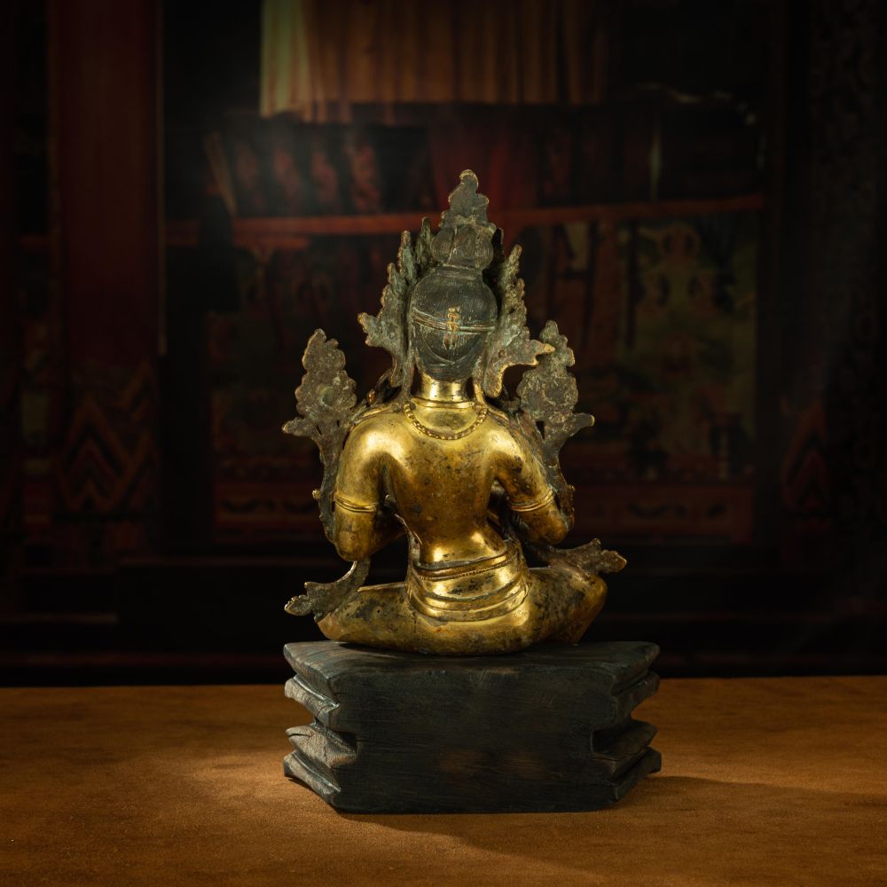 Ming Dynasty Green Tara Dharma Printed Statue Tibetan Antique Buddha Statue  Full of Gold Water Pure Tibetan