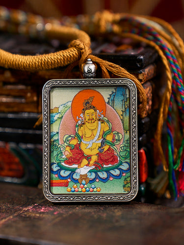 Prosperity & Abundance Yellow Jambhala Thangka Pendant