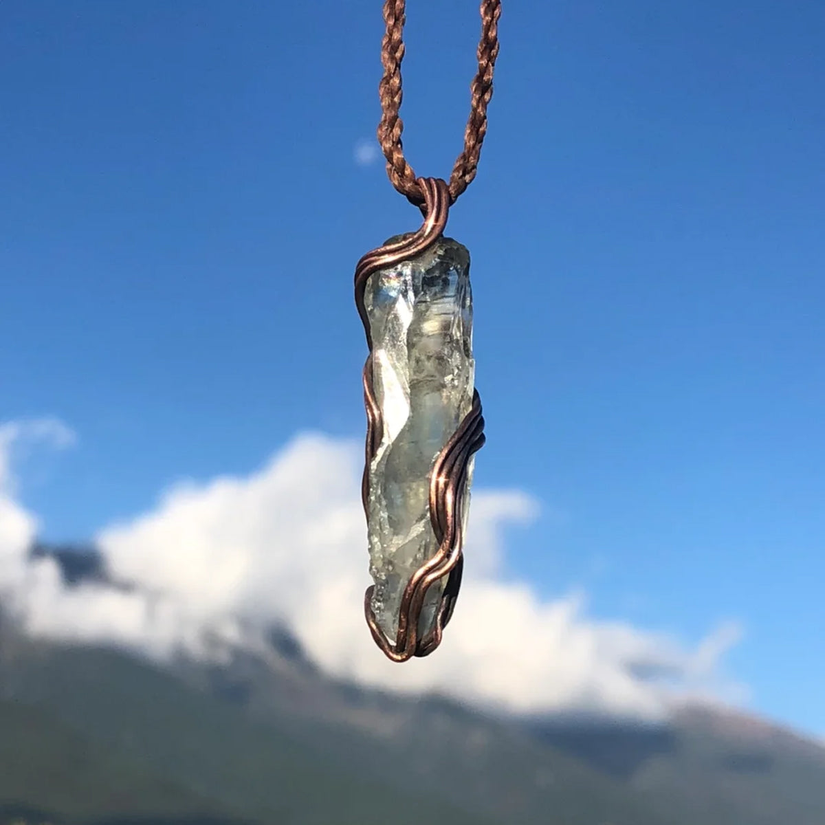 Celestial Clarity White Quartz Copper Pendant