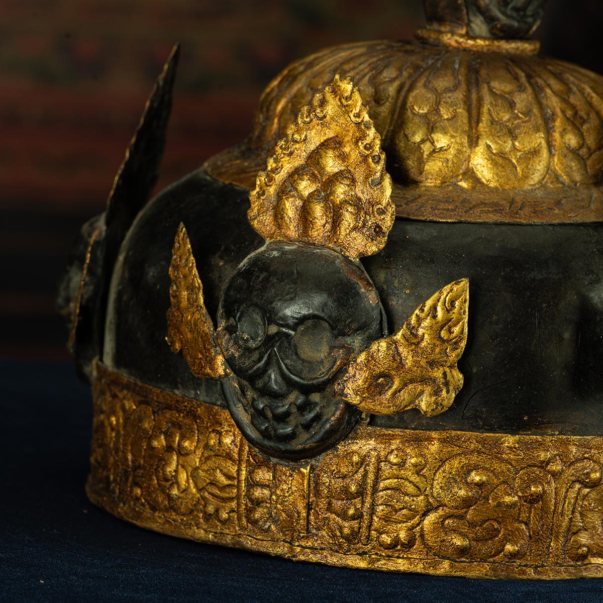 Qing Dynasty   Giant Padmasambhava Hat Tibetan Dharma Instrument Gilt Samye Monastery