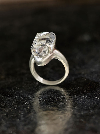Healing Balance Raw Quartz Marquise Sterling Silver Ring