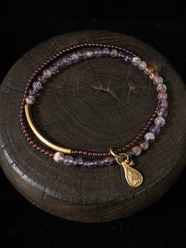 Spiritual Harmony Amethyst Ghost and Garnet Bracelet with Copper