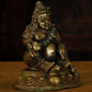 13th Century Tibetan Antique Buddha Statue Yellow God of Wealth Turquoise Inlay  Pala Style