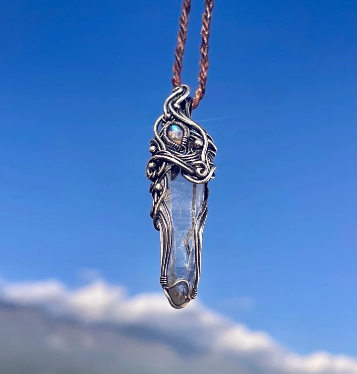 Blissful Connection Love Energy Clear Quartz Silver Necklace